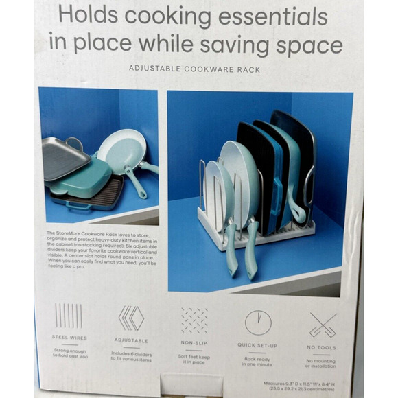 YouCopia Cookware Rack XL Heavy Duty Adjustable Pan Organizer NEW IN BOX - Picture 3 of 8